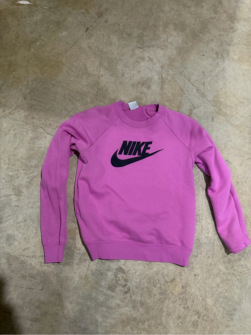 Nike Women's Bright Magenta Crewneck Sweatshirt with Black Logo